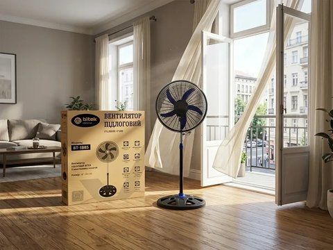 Вентилятор підлоговий BITEK 18" (46см) 120Вт 5 пласт. лоп. BT-1885 3047915831 фото