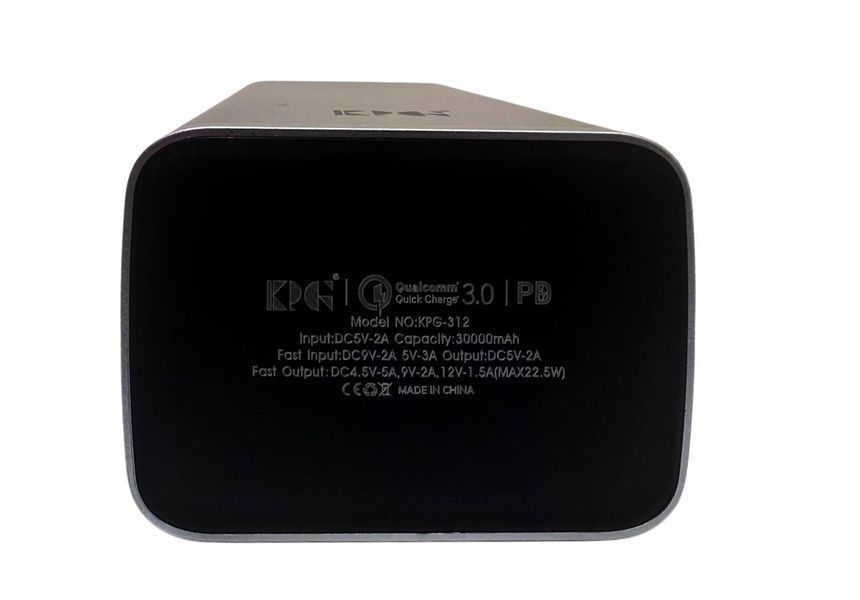 Зовнішній акумулятор (power bank) 30000мА&middot;год 22,5Вт KP KPG-312 2385384311 фото