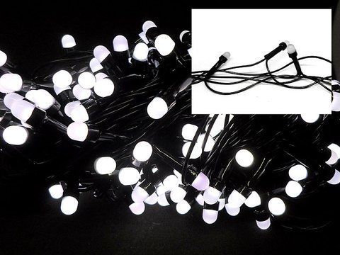 Гірлянда чорний провід кругла матова лампа 100LED (білий) LED100W-10 831158068 фото