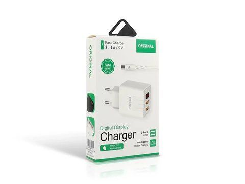 Зарядний пристрій 220В 3,1А 12Вт 5В USBx2 Fast Charging LCD Original APD-2S 1782444489 фото