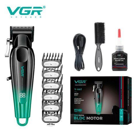 Машинка для стрижки волосся професійна VGR V-662 Green Black 3131925451 фото