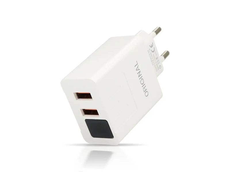 Зарядний пристрій 220В 3,1А 12Вт 5В USBx2 Fast Charging LCD Original APD-2S 1782444489 фото