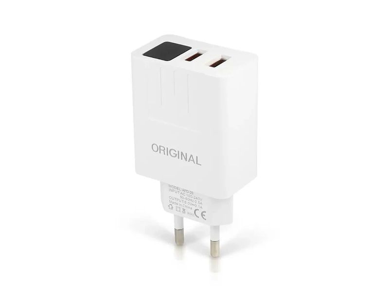 Зарядний пристрій 220В 3,1А 12Вт 5В USBx2 Fast Charging LCD Original APD-2S 1782444489 фото