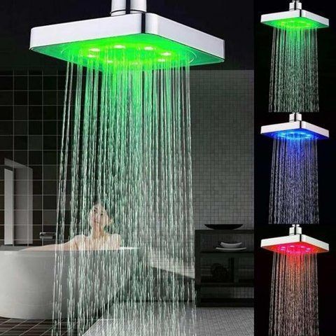 Лійка насадка для душу з LED підсвічуванням RGB квадратна 150 мм 96708997 фото