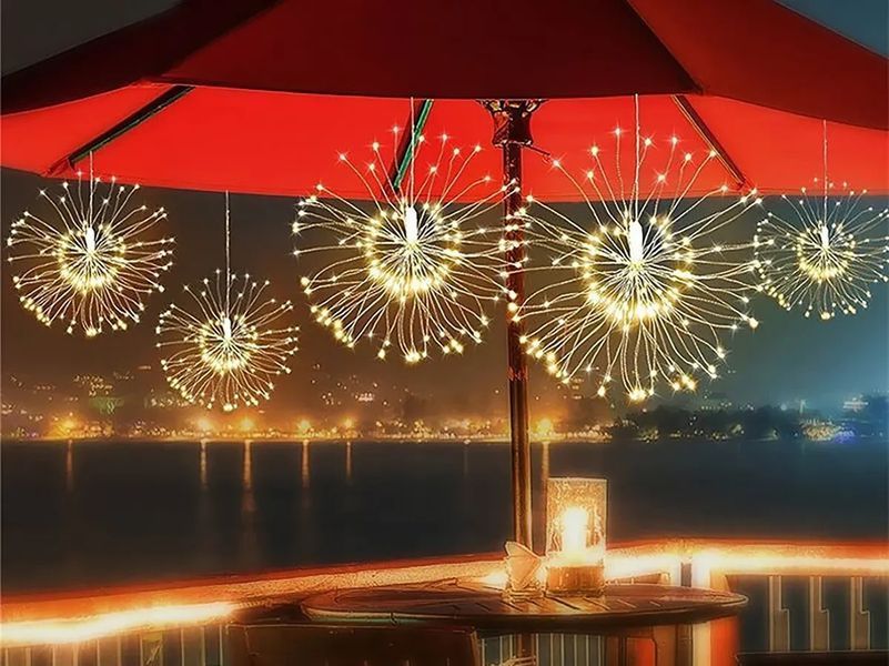 Гірлянда мідний дріт Штора 3,0мХ0,3м 5 феєрверків 500LED (мікс) COPPER-WIRE-500M-7 1270621138 фото