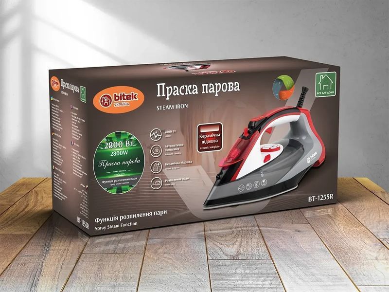 Утюг паровой с керамической подошвой 2800Вт BITEK BT-1255R 2507923820 фото