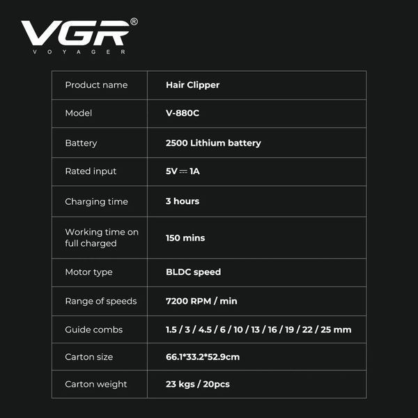 Машинка для стрижки волосся професійна VGR V-880C 3099912509 фото