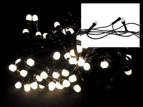 Гірлянда чорний провід кругла матова лампа 100LED (теплий білий) LED100WW-10 831158069 фото