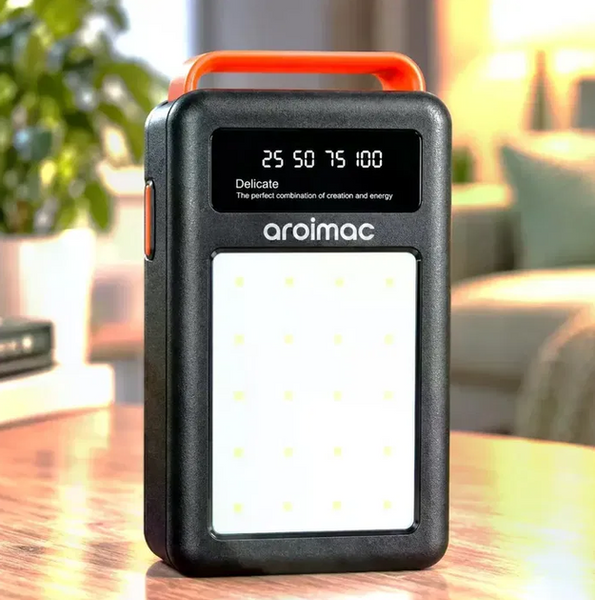 Павербанк Aroimac 100000 mAh із вбудованим ліхтарем і цифровим індикатором заряду, чорний 100000 фото