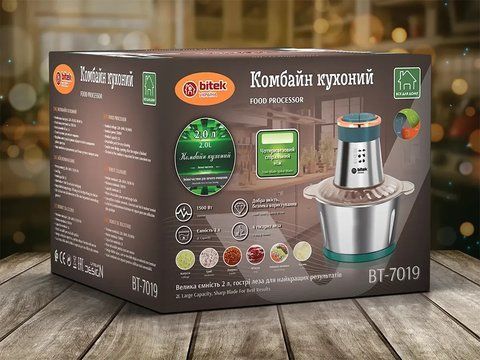 Комбайн кухоний подрібнювач Блискавка 2,0л 1500Вт BITEK BT-7019 1892050425 фото