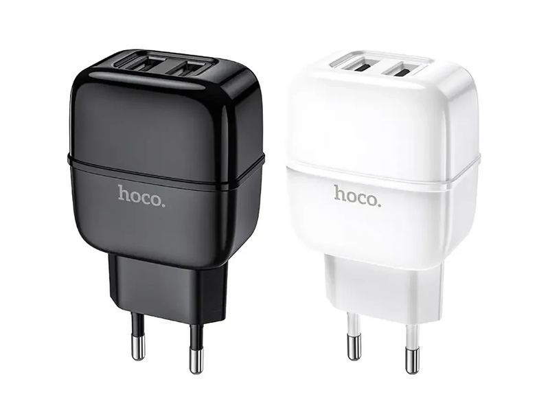 Зарядний пристрій 220В 2,4А 10,5Вт 5В USBx2 з кабелем USB - Lightning Hoco C77A Highway 1580954728 фото