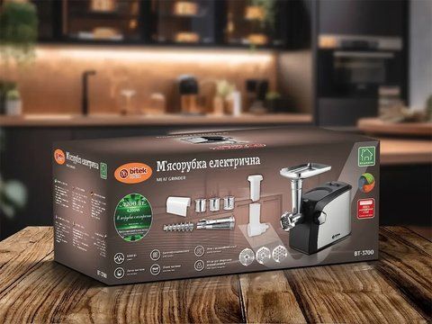 М'ясорубка електрична 4200Вт ковбаса кеббе насадки соковитискач BITEK BT-3700 2477916867 фото