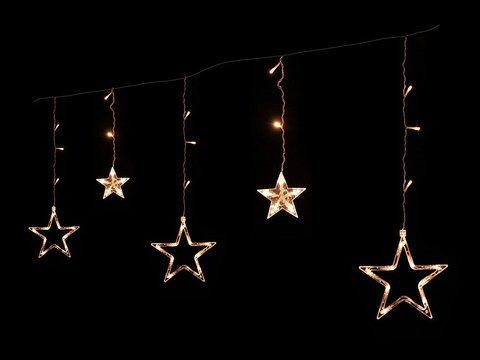 Гірлянда 6 великих і 6 маленьких зірок прозорий провід (теплий білий) STAR-12-WW 831102548 фото