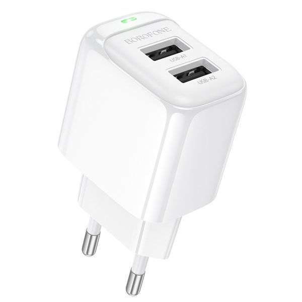 Зарядний пристрій 220В 2,4А 12Вт 5В USBx2 QC3.0 Borofone Potential BAS41A 2531342982 фото