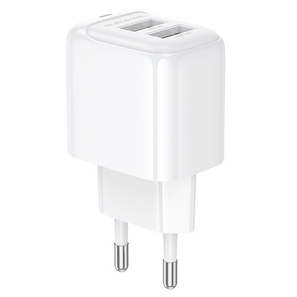 Зарядний пристрій 220В 2,4А 12Вт 5В USBx2 QC3.0 Borofone Potential BAS41A 2531342982 фото