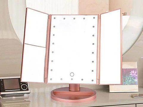 Зеркало косметическое настольное с LED подсветкой тройное 4хААА microUSB 00033 1028933467 фото