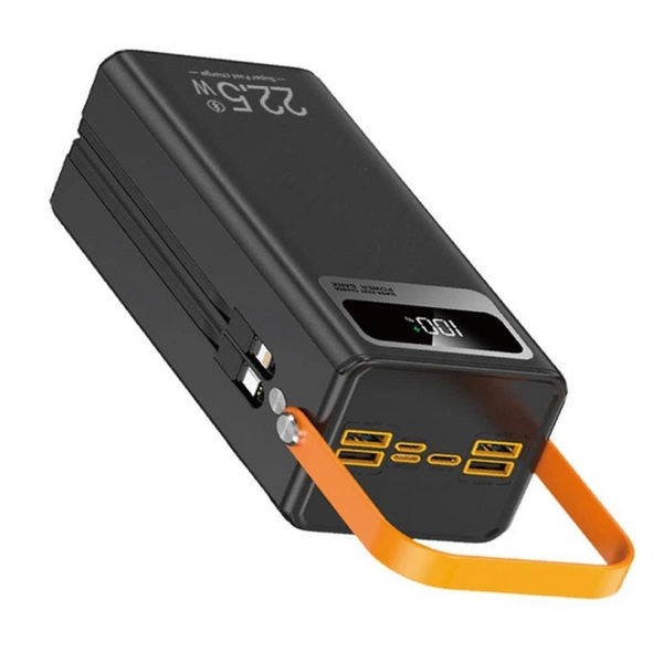 МБ Павербанк WUW 60000mAh 22.5W, Павербанк WUW TUGII Y106 с быстрой зарядкой PD/QC, Портативный внешний аккумулятор, универсальные порты 4USB/Type-C, LED-дисплей, 4 встроенных кабеля Lightning/Micro/Type-C/USB 60000 фото