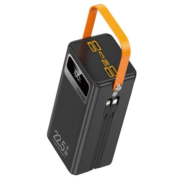 МБ Павербанк WUW 60000mAh 22.5W, Павербанк WUW TUGII Y106 с быстрой зарядкой PD/QC, Портативный внешний аккумулятор, универсальные порты 4USB/Type-C, LED-дисплей, 4 встроенных кабеля Lightning/Micro/Type-C/USB 60000 фото